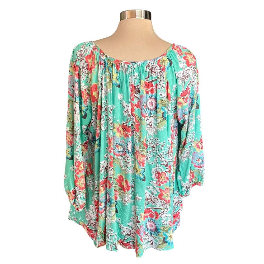World Market Floral Boho Peasant Top SM/MED Gypsy Garden Girl Cottage Prairie - Picture 5 of 10